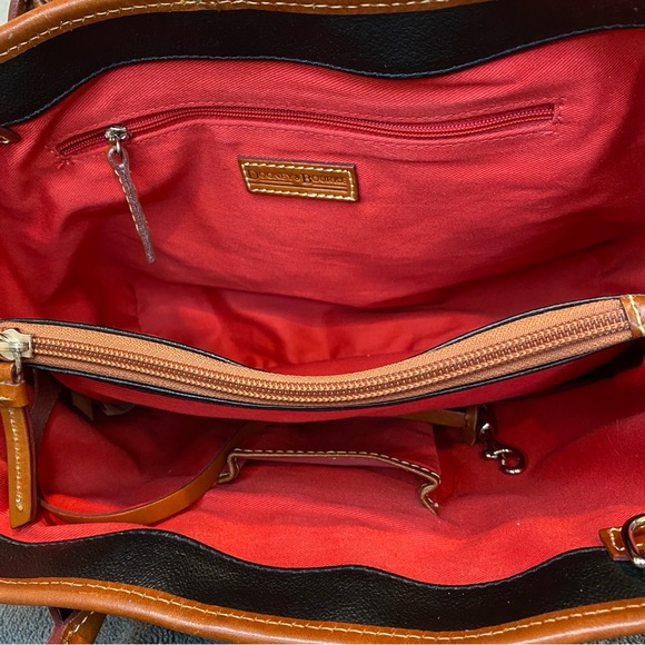 Dooney & Bourke Black and Tan Structured Tote Satchel with Crossbody Strap - Picture 11 of 14